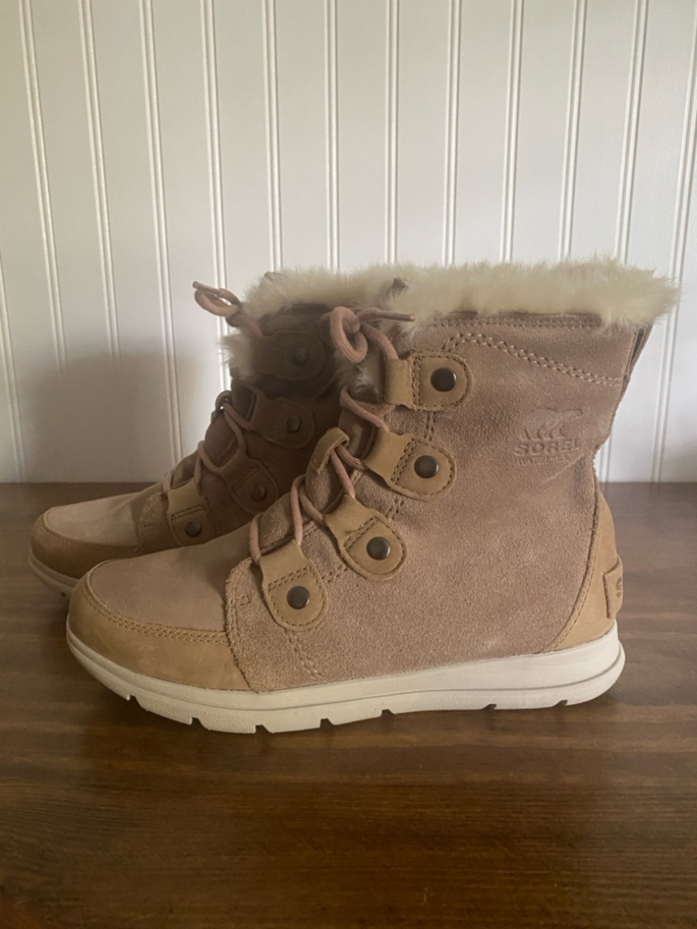 SOREL - Women's Tan Suede Faux-Fur Winter Ankle Boot